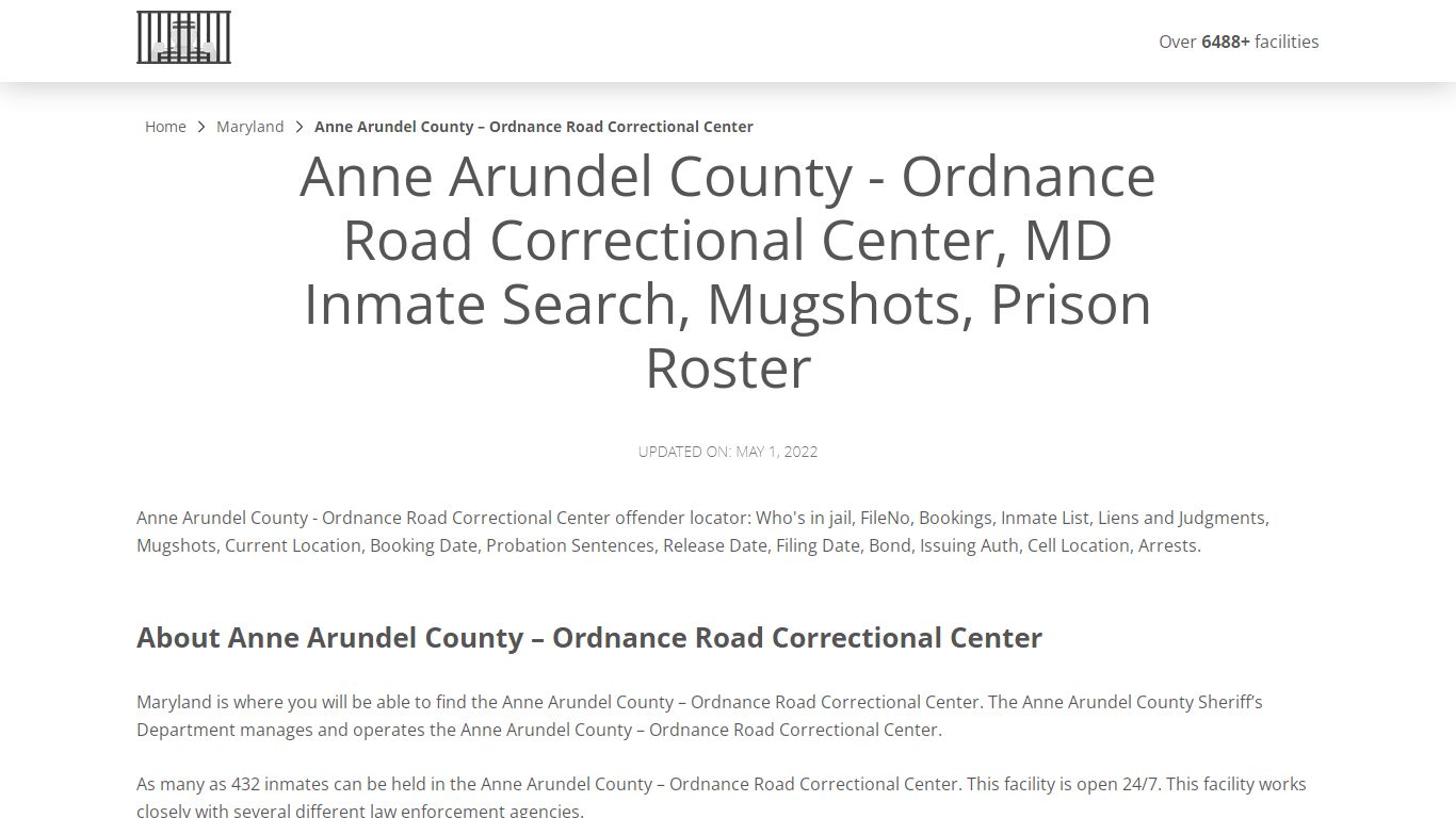 Anne Arundel County - Ordnance Road Correctional Center ...